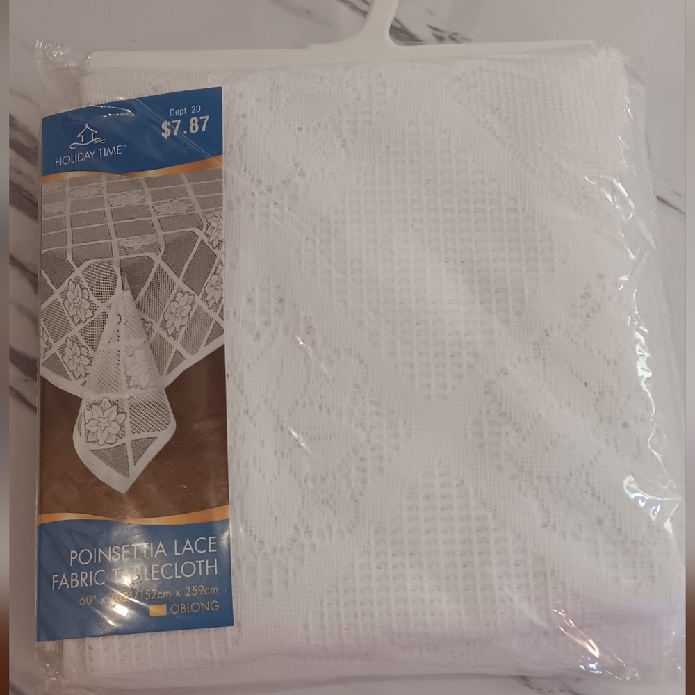 Holiday Time Poinsettia Lace Tablecloth